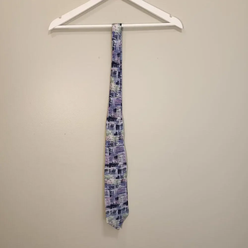 Vintage JINMAO Hang Zhou Silk Tie Retro 90's 00s Abstract Print Classic Bold